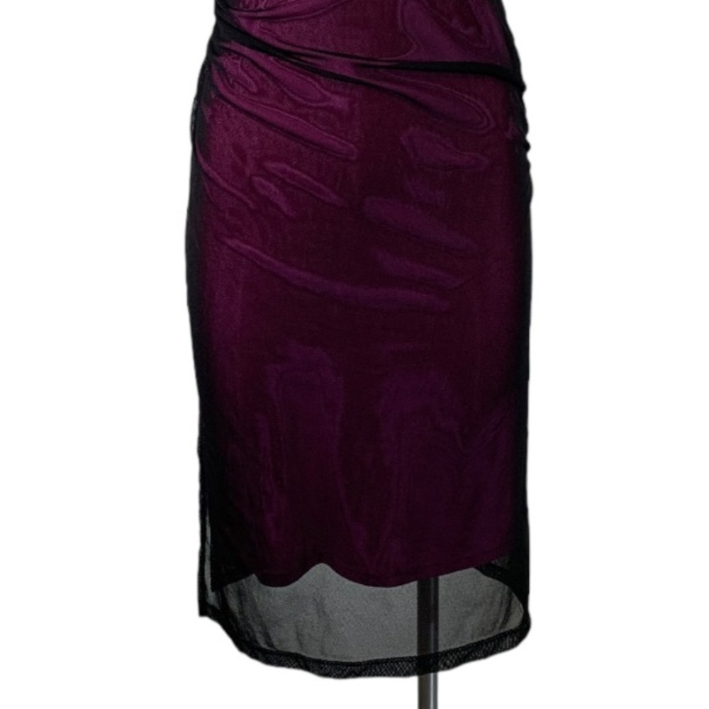 Vintage Y2K Guess Strapless Midi Dress Ruched Bodycon Sheer Hem Small - Picture 7 of 10